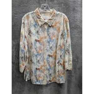 CJ Banks Earthy Tones Button Down Shirt